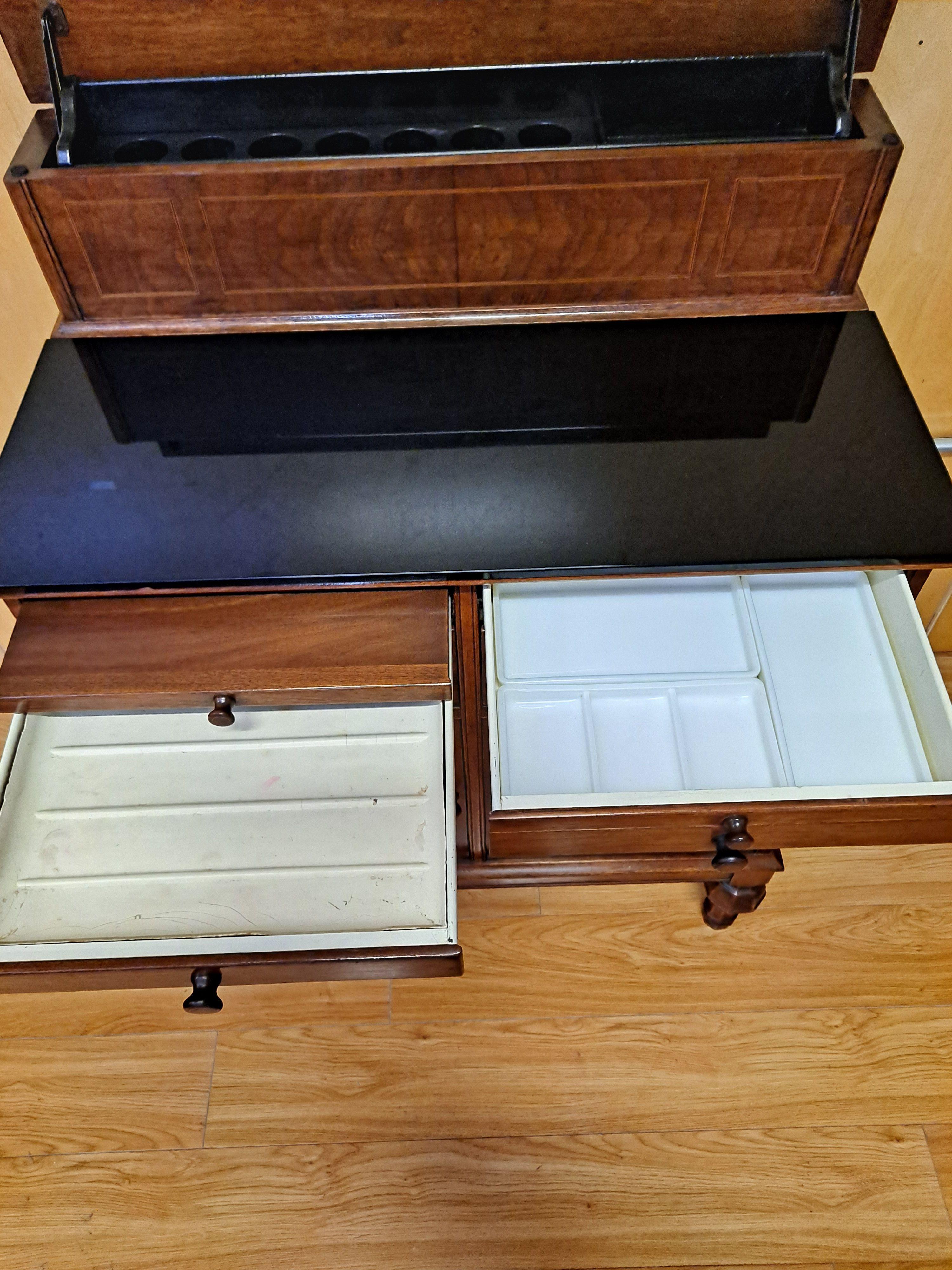 Early 20th Century Hamilton MFG CO 1920 Walnut Physician Medical Cabinet