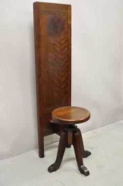 Hamilton Mfg Co Sgabello da architetto in mogano con schienale alto e altezza regolabile