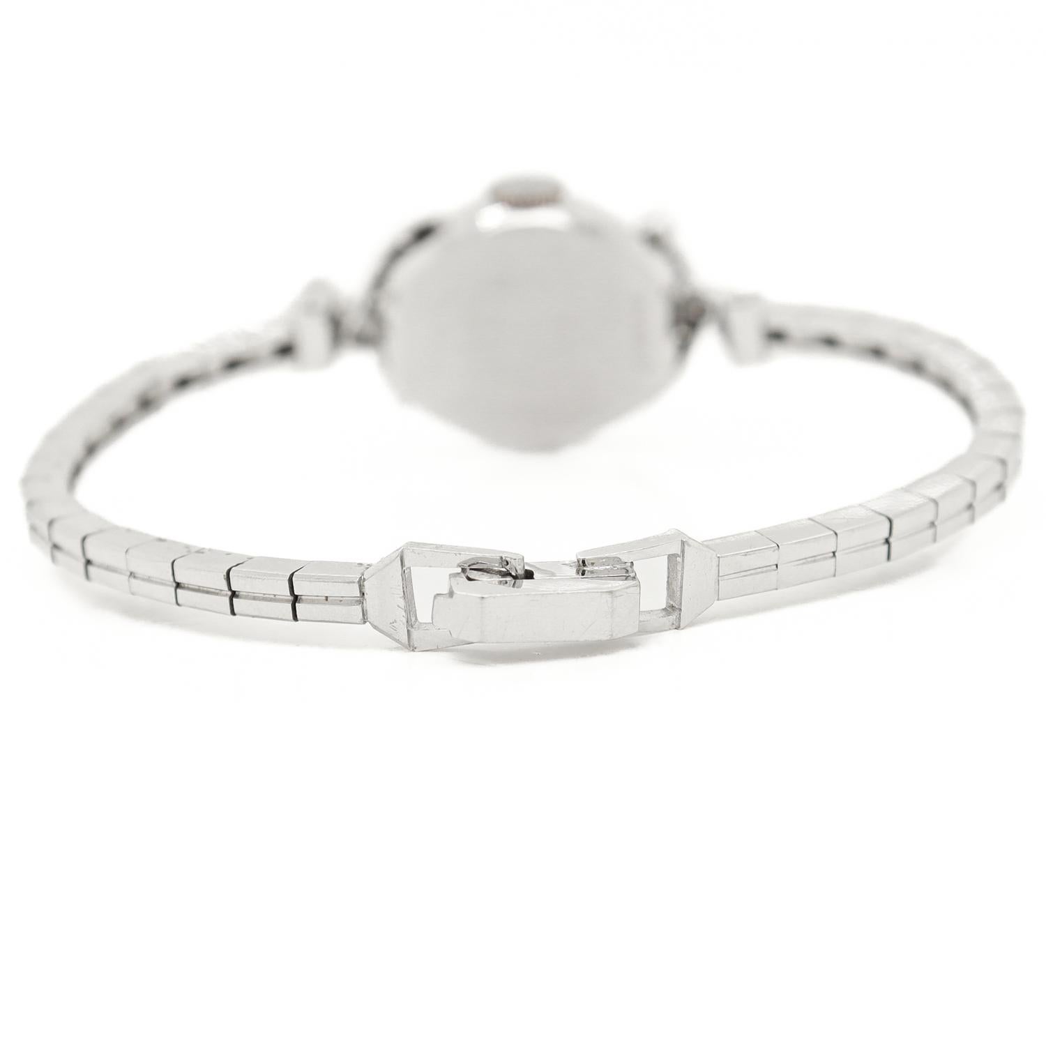 Orologio da donna Hamilton Mid-Century Modern in oro bianco 14k e diamanti in vendita 4