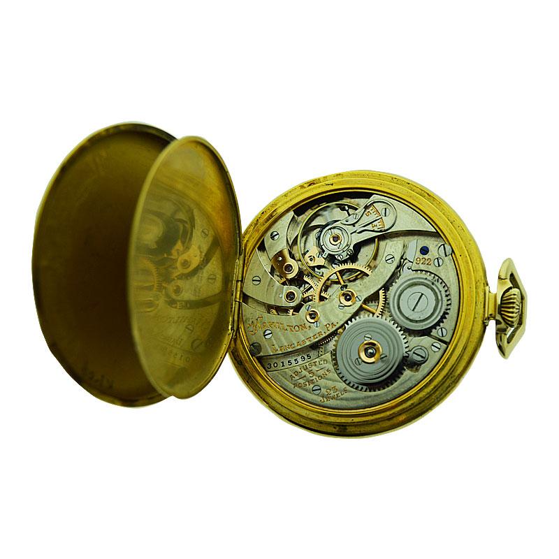 Hamilton Packard Presentation Yellow Solid Gold Art Deco Pocket Watch from 1936 1