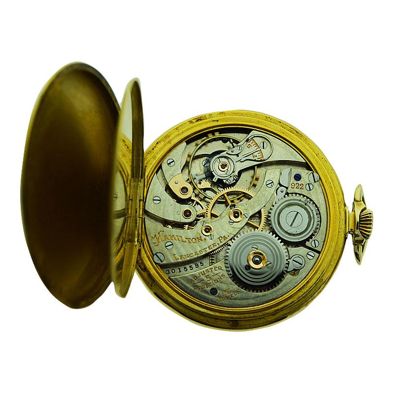 Hamilton Packard Presentation Yellow Solid Gold Art Deco Pocket Watch from 1936 2