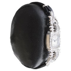 Hamilton Platinum Art Deco Ladies Watch with Cord Band or Matching Metal Band