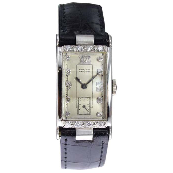 Hamilton Platinum Art Deco Tank Style with Original Diamond Dial For ...