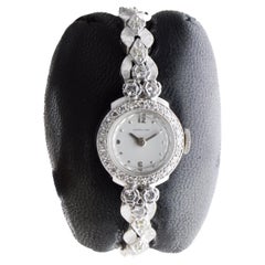 Reloj Hamilton Art Decó de platino y diamantes para señora de la década de 1940 de alta calidad