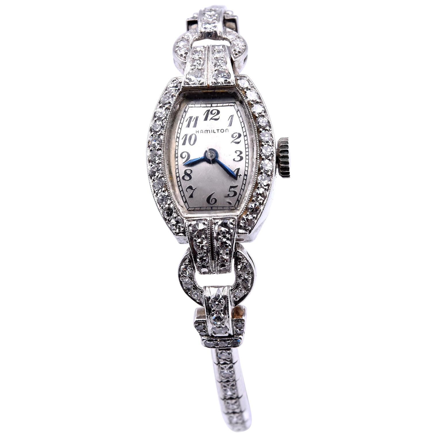 Hamilton Platinum Diamond Vintage Ladies Watch