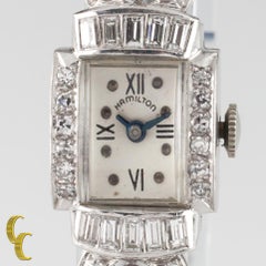 Hamilton Platinum Diamond Women's Mechanical Hand-Winding Art Deco Watch