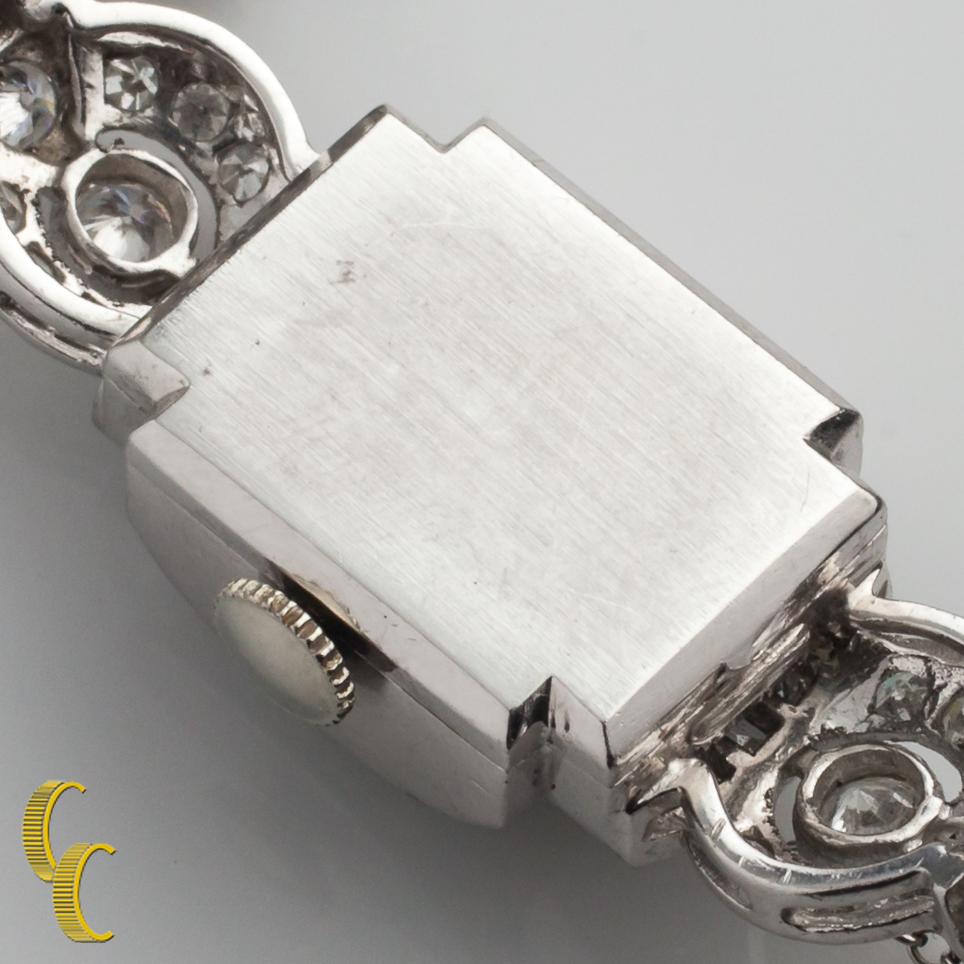 Hamilton Platinum Diamond Women's Mechanical Hand-Winding Art Deco Watch In Good Condition In Sherman Oaks, CA