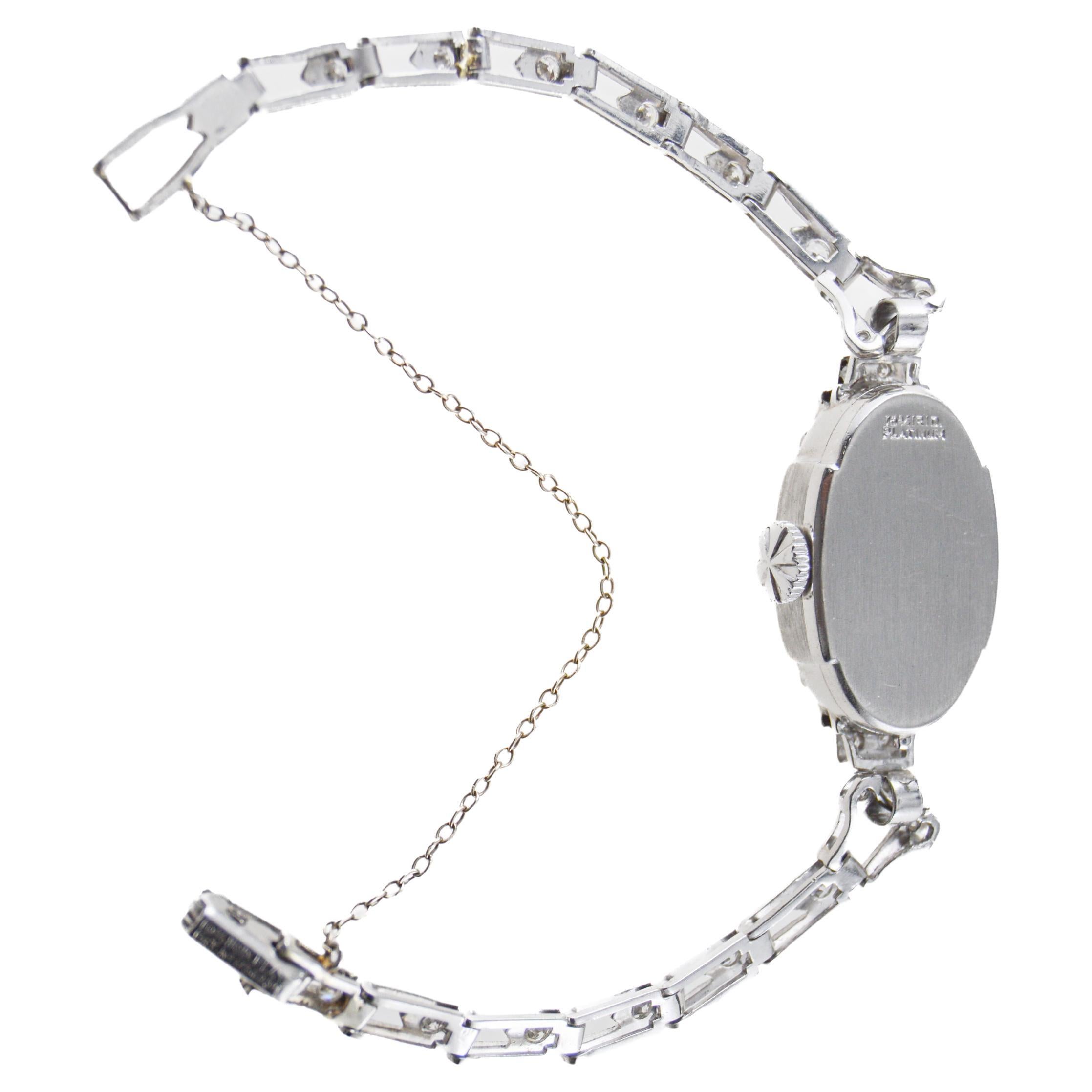 Hamilton Platinum Ladies Art Deco Styled Diamond Dress Watch, circa 1940er Jahre im Angebot 5