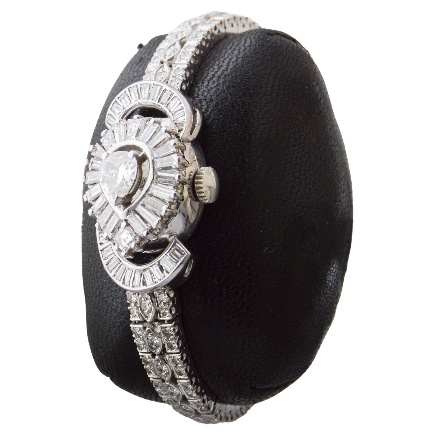 Montre habillée en platine pour dames, Hamilton, circa 1950 Pour femmes en vente