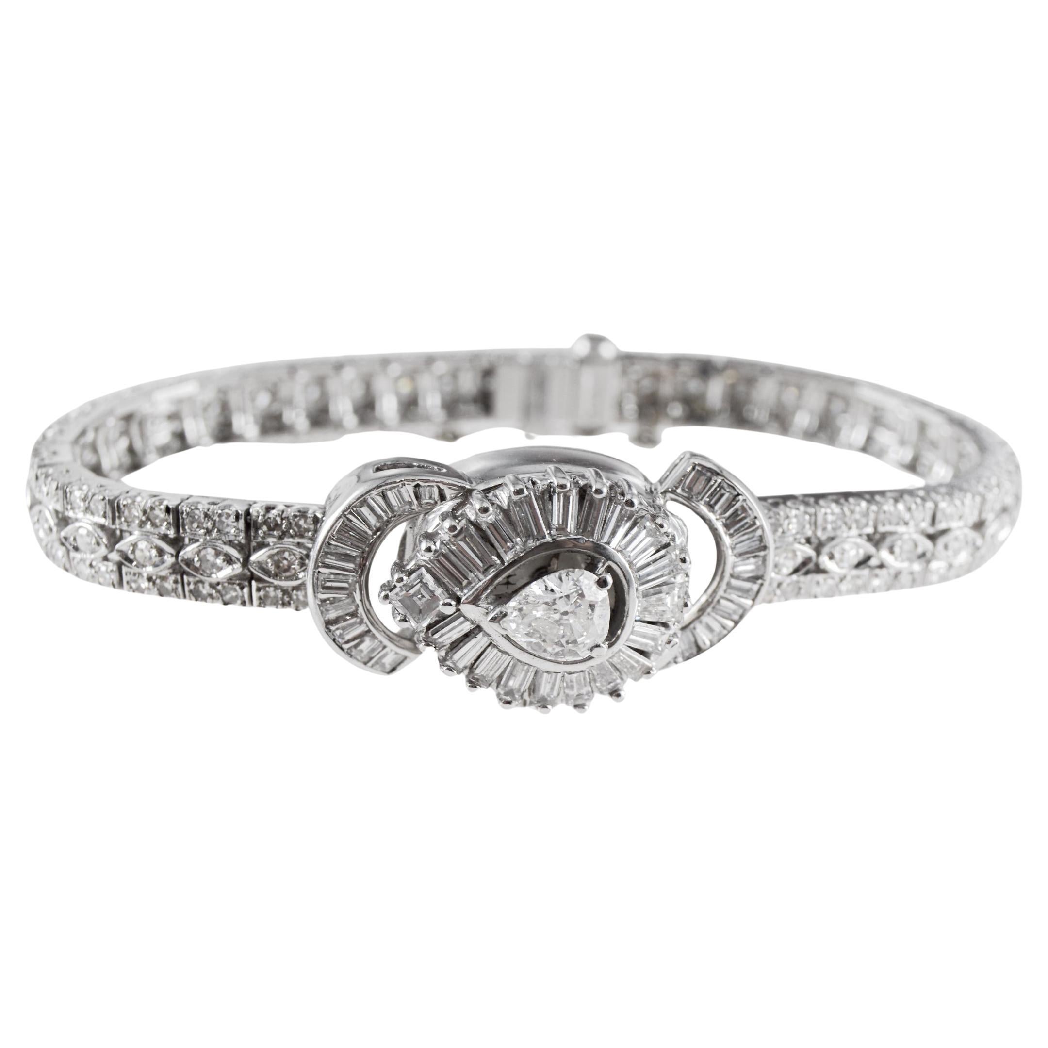 Montre habillée en platine pour dames, Hamilton, circa 1950 en vente 2