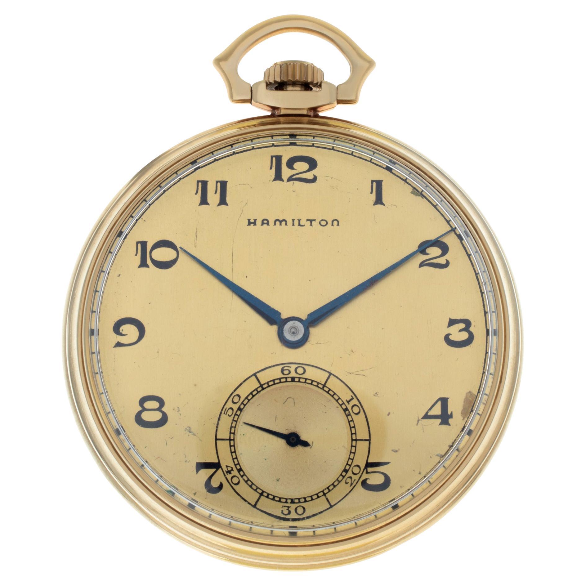 Hamilton Pocket Watch 18k Yellow Gold Wristwatch Ref R3163 For Sale