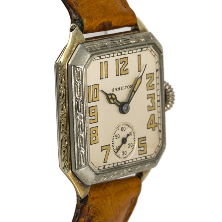 Hamilton Railroad Mens Hand Winding Vintage Watch 14K Yellow and White