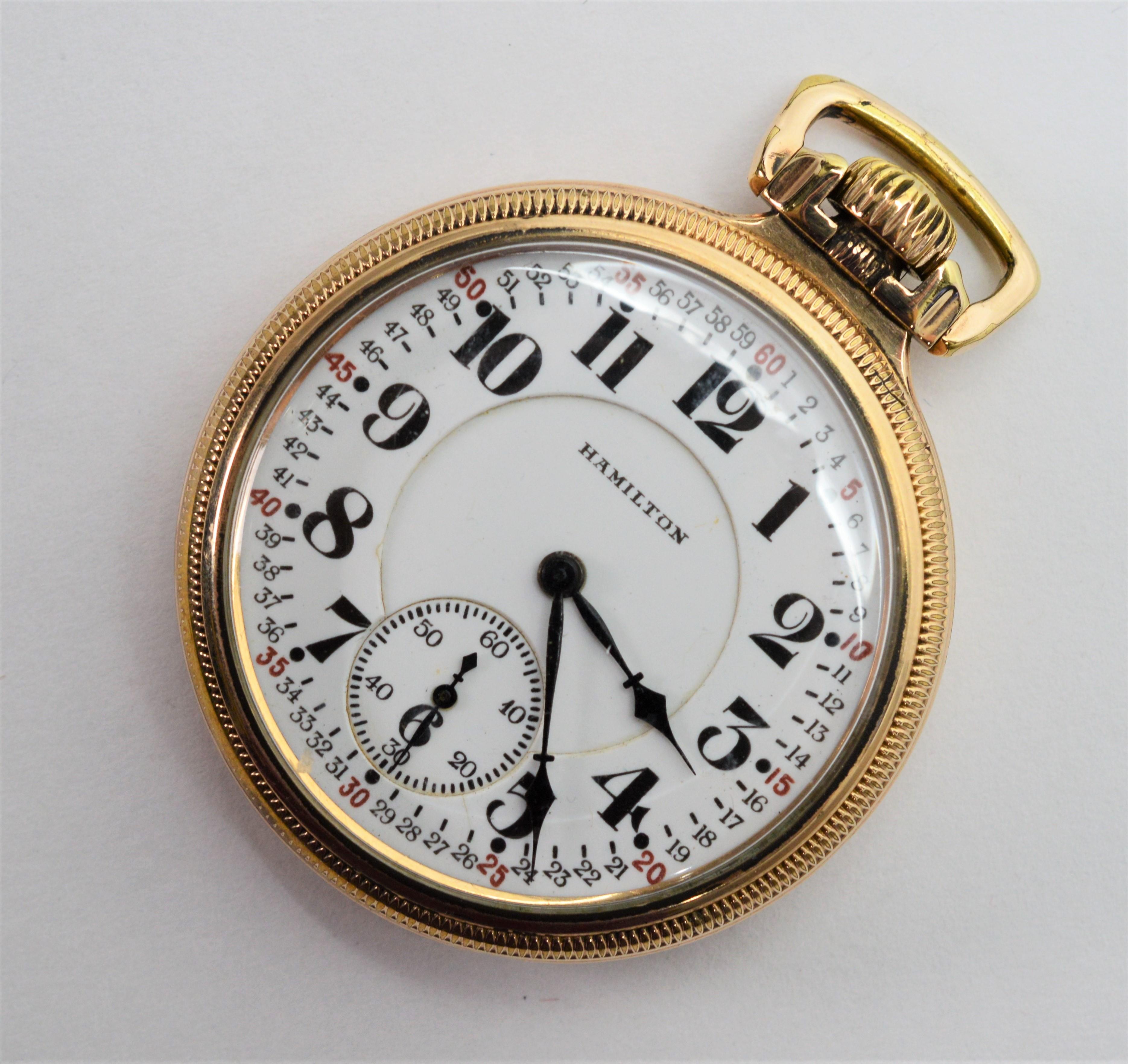 Men's Hamilton Railroad Style Brass Pocket Watch, circa 1925