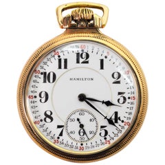 Hamilton Eisenbahntaschenuhr aus Messing:: um 1925