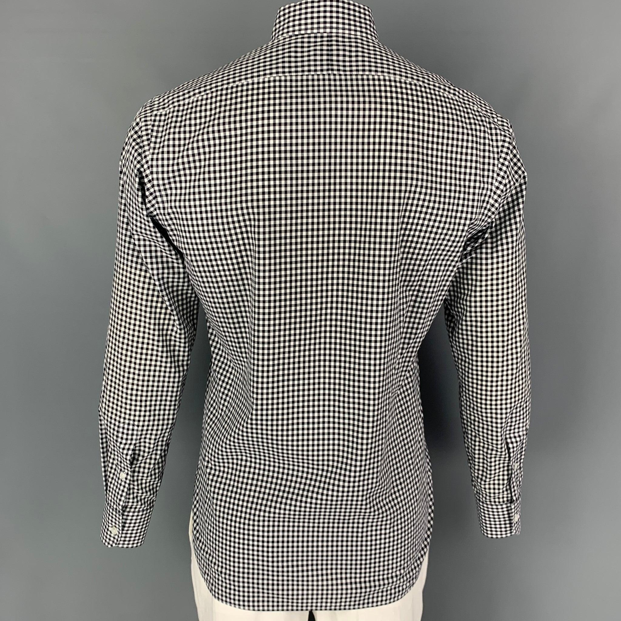 HAMILTON Size L Black White Gingham Long Sleeve Shirt In Good Condition For Sale In San Francisco, CA