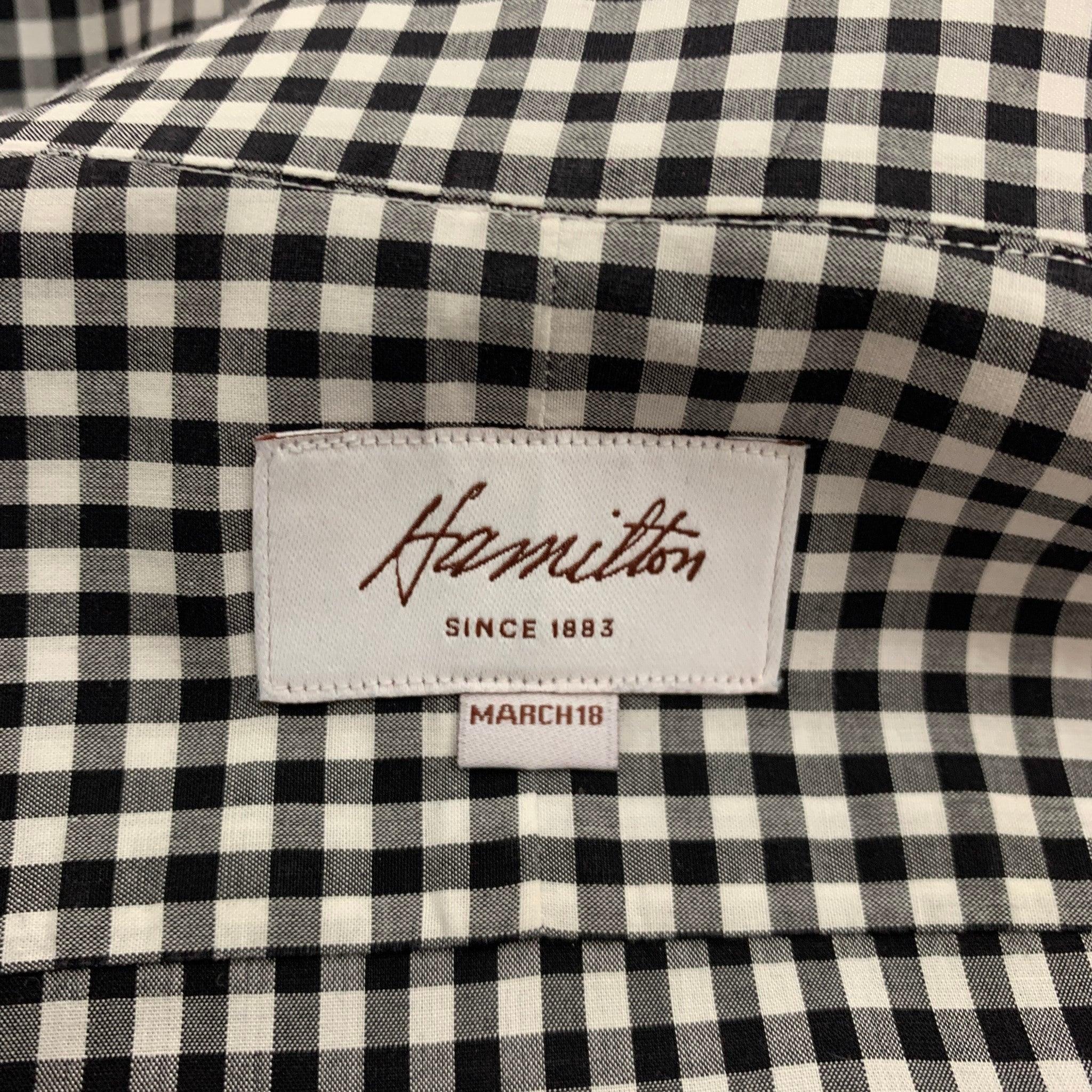 Men's HAMILTON Size L Black White Gingham Long Sleeve Shirt For Sale