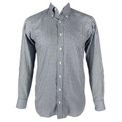 HAMILTON Size L Blue & Light Blue Gingham Long Sleeve Shirt