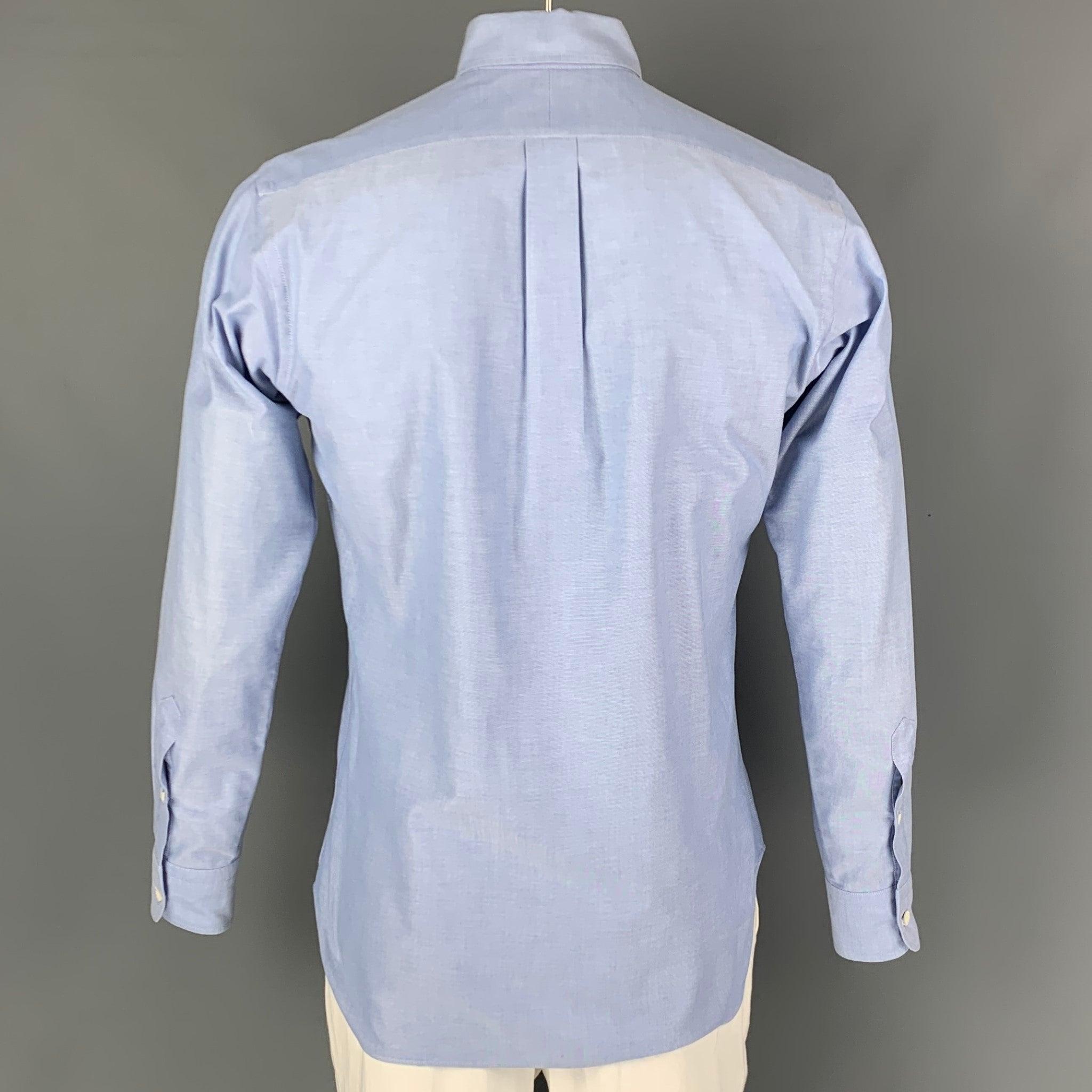 HAMILTON Size L Blue Oxford Long Sleeve Shirt In Good Condition For Sale In San Francisco, CA