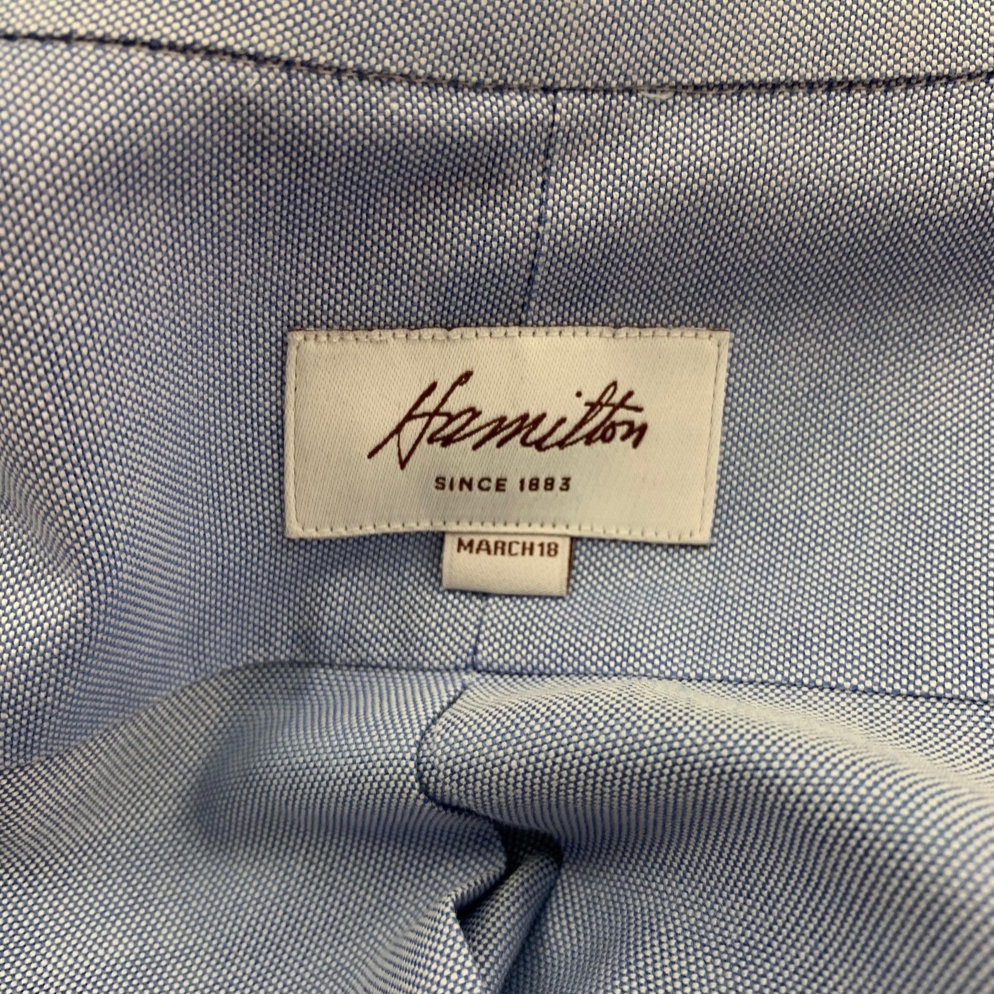 Men's HAMILTON Size L Blue Oxford Long Sleeve Shirt For Sale