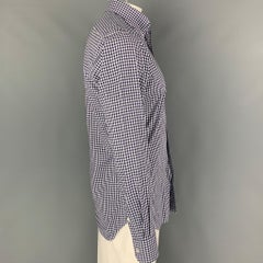 HAMILTON - Chemise à manches longues en vichy blanc marine, taille L