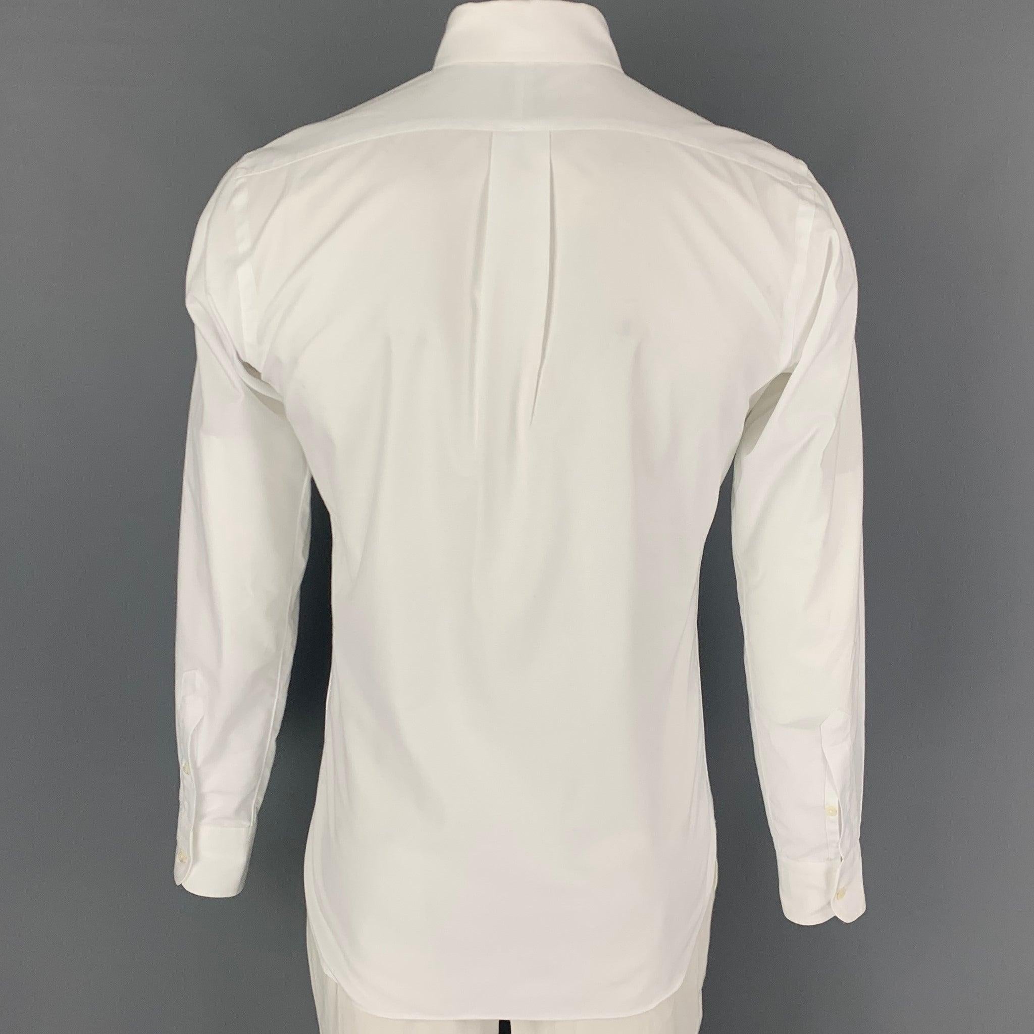 HAMILTON Size L White Oxford Long Sleeve Shirt In Good Condition For Sale In San Francisco, CA