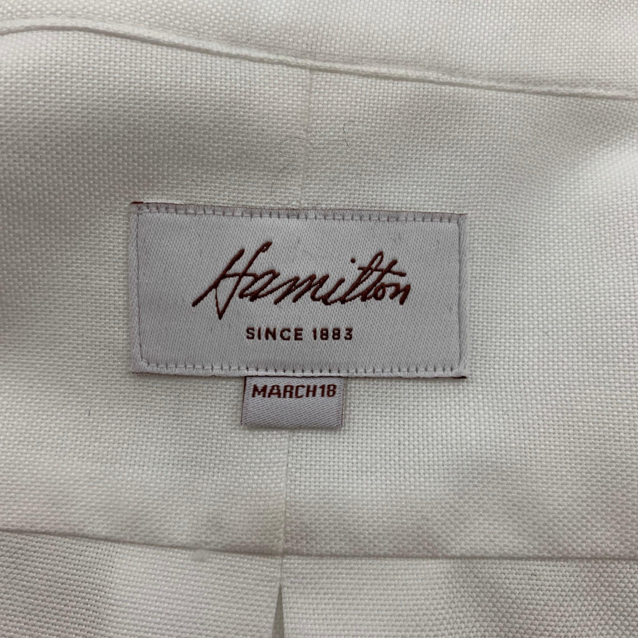 Men's HAMILTON Size L White Oxford Long Sleeve Shirt For Sale
