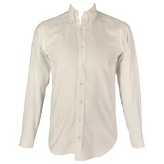 HAMILTON Size L White Oxford Long Sleeve Shirt