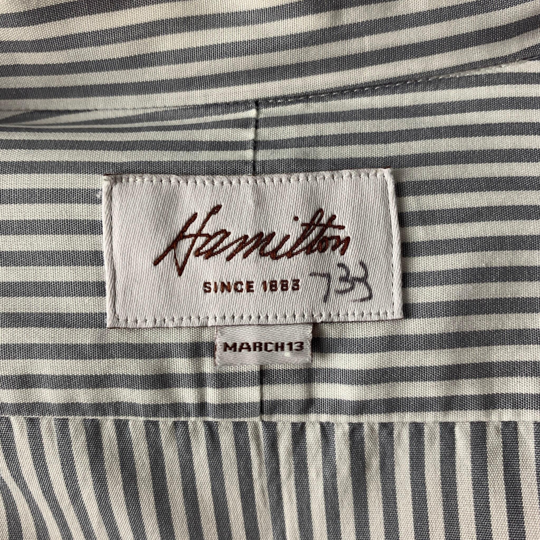 Men's HAMILTON Size M Grey White Stripe Long Sleeve Shirt For Sale