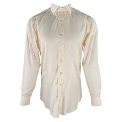 HAMILTON Size S Beige Cotton Spread Collar Long Sleeve Shirt