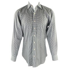 HAMILTON Size S Blue Green Plaid Cotton Spread Collar Long Sleeve Shirt