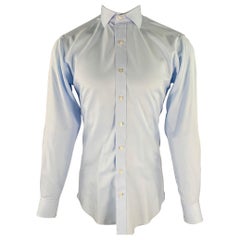 HAMILTON Size S Blue Light Blue Cotton Spread Collar Long Sleeve Shirt
