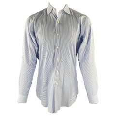 HAMILTON Size S Blue Light Blue Stripe Cotton Spread Collar Long Sleeve Shirt
