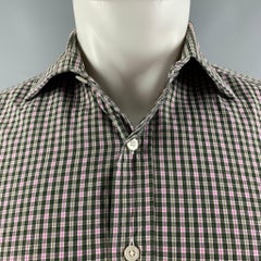 HAMILTON, chemise à manches longues en coton à carreaux verts et roses