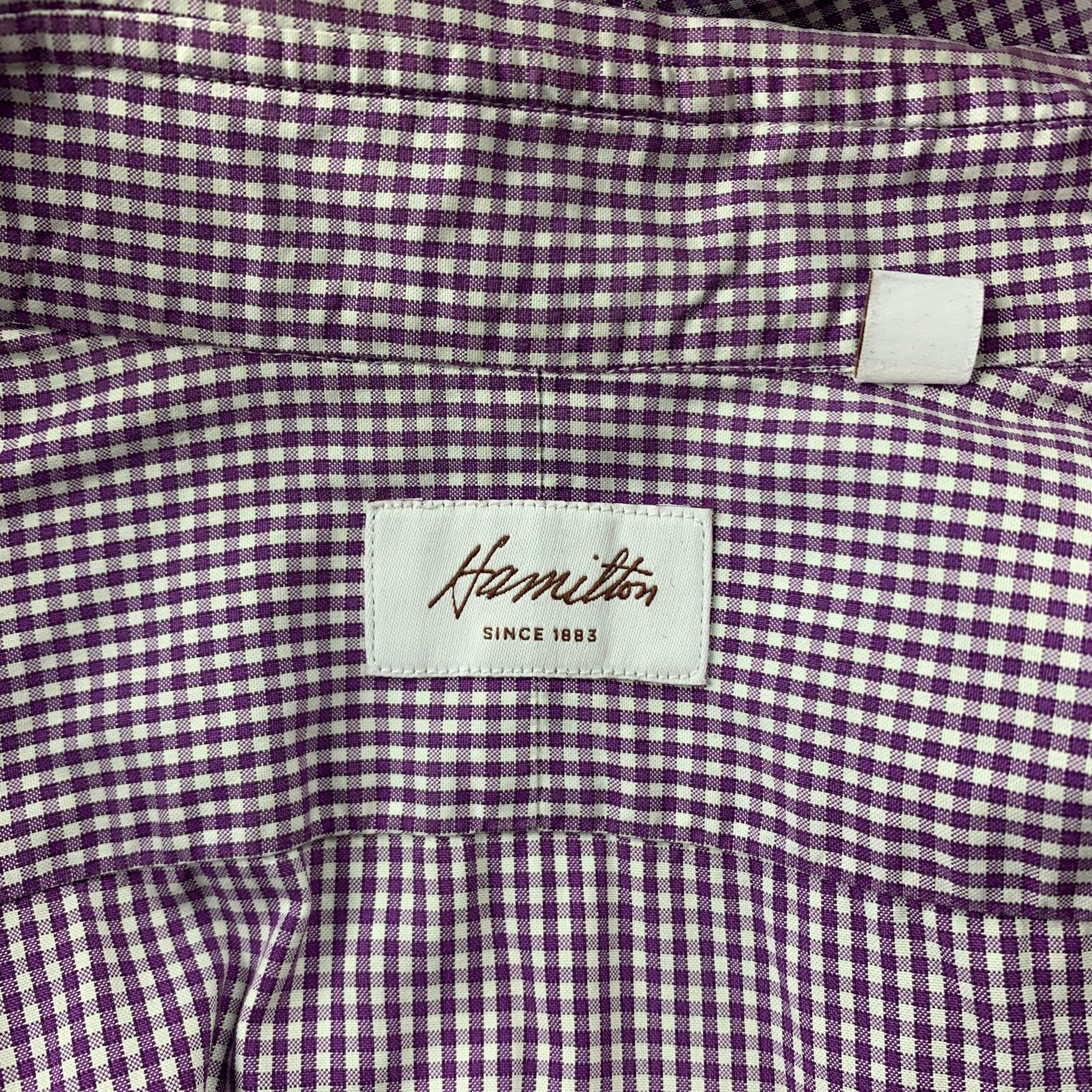 Men's HAMILTON Size S Lavender Gingham Cotton Classic Long Sleeve Shirt For Sale