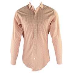 HAMILTON Größe S Orange Off White Plaid Cotton Spread Collar Long Sleeve Shirt