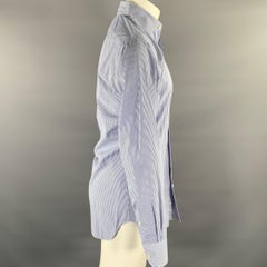 Hamilton Size S White Blue Stripe Cotton Spread Collar Long Sleeve Shirt