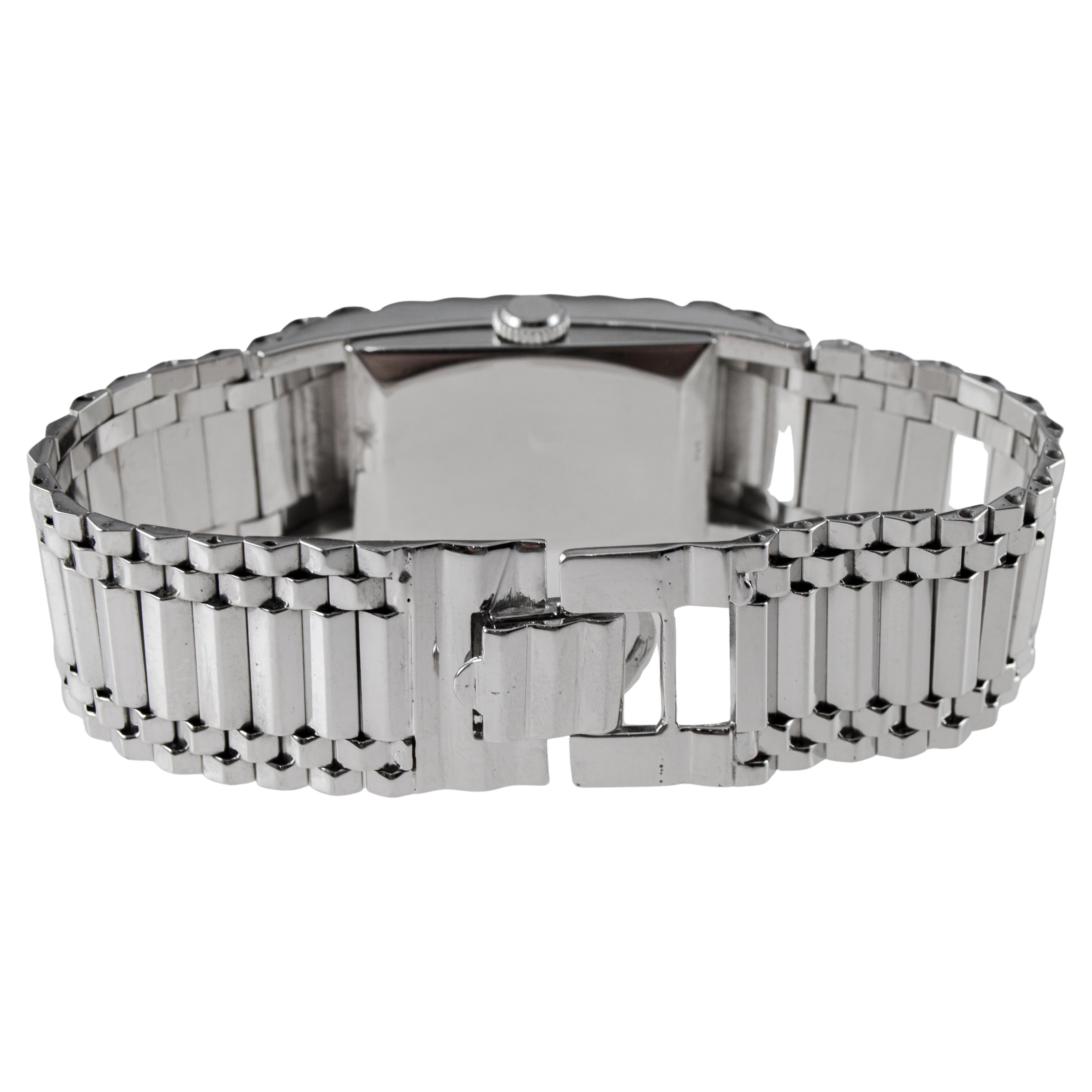 Hamilton Solid 14 Karat White Gold Art Deco Bracelet Watch, circa 1940s For Sale 8