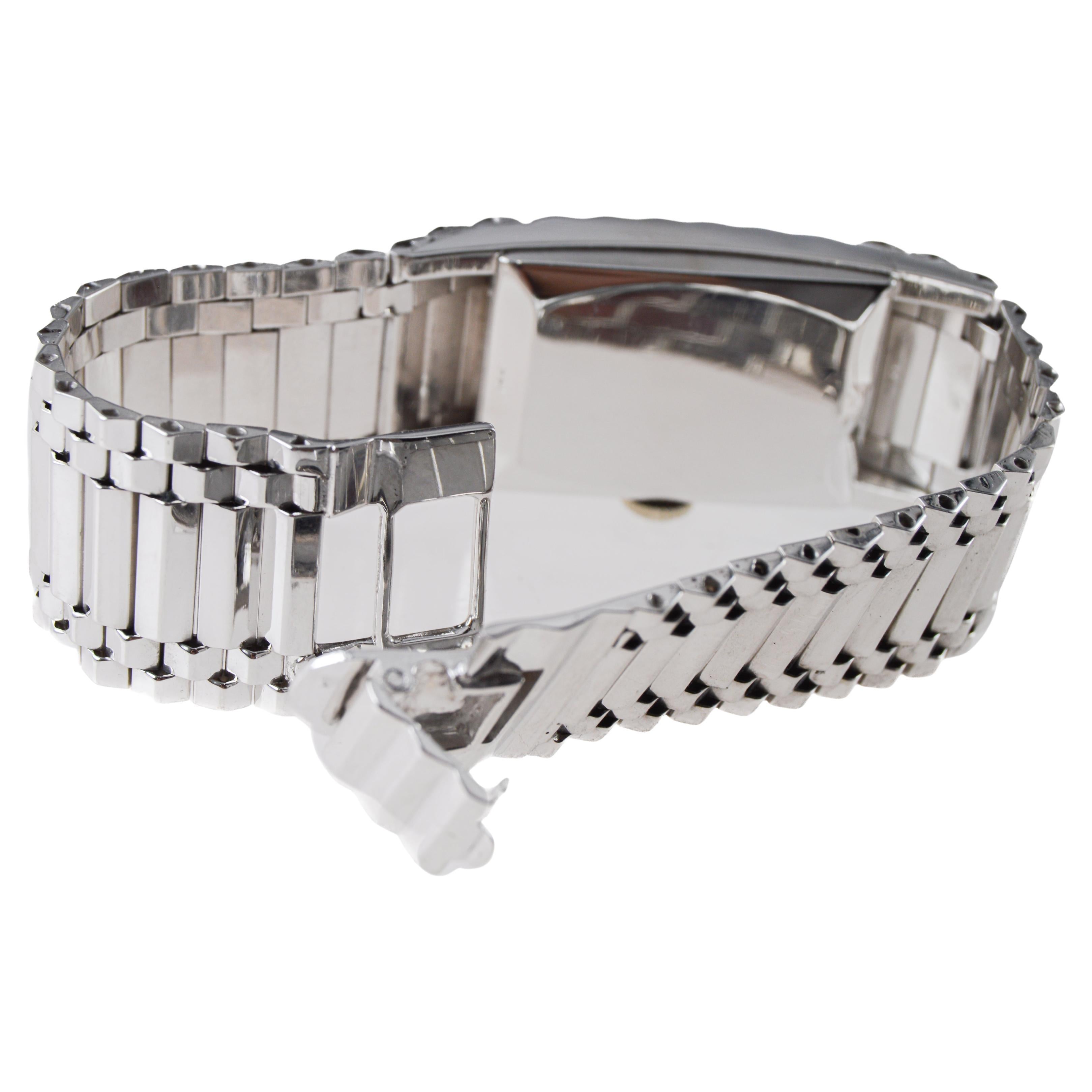 Hamilton Solid 14 Karat White Gold Art Deco Bracelet Watch, circa 1940s For Sale 11