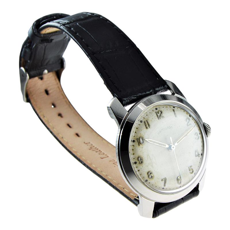 Hamilton Stainless Steel Art Deco Style Wristwatch, circa 1950s High Grade For Sale 2
