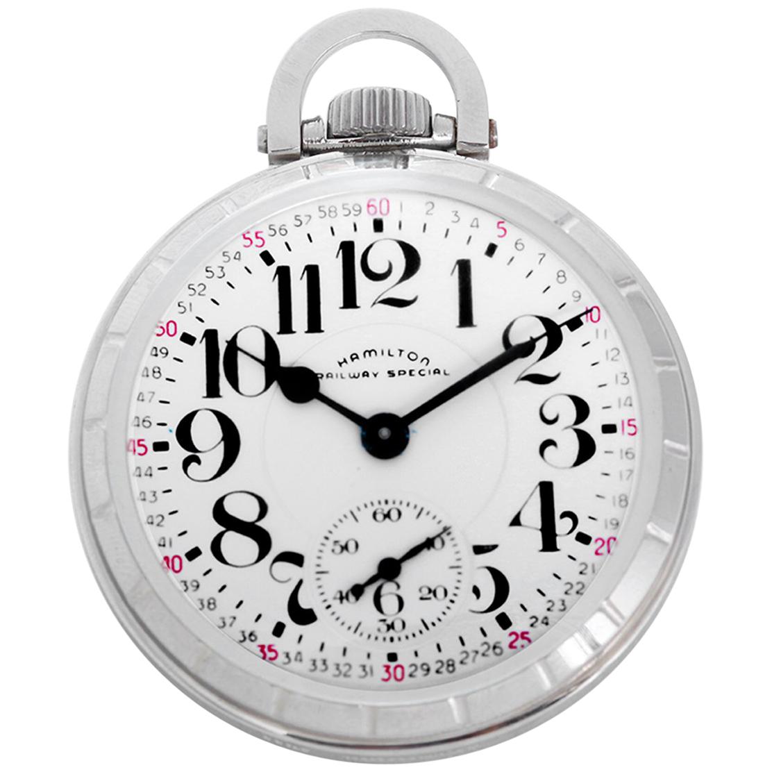 Hamilton Stainless Steel Railway Special Pocket Watch 922 B