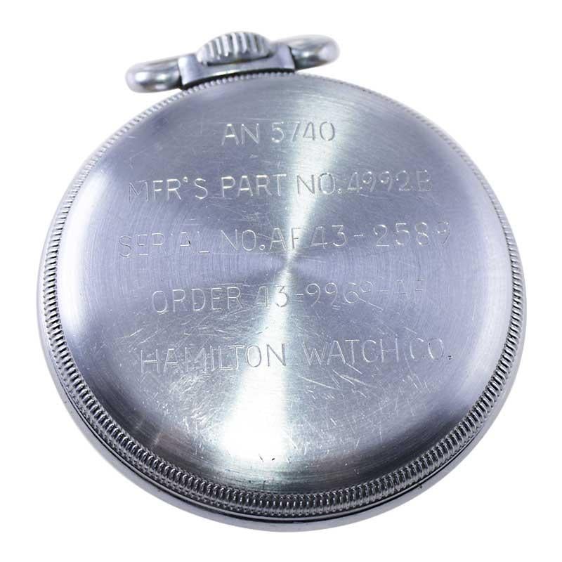 Hamilton Steel Military Timer Open Faced Pocket Watch, circa 1940s 2