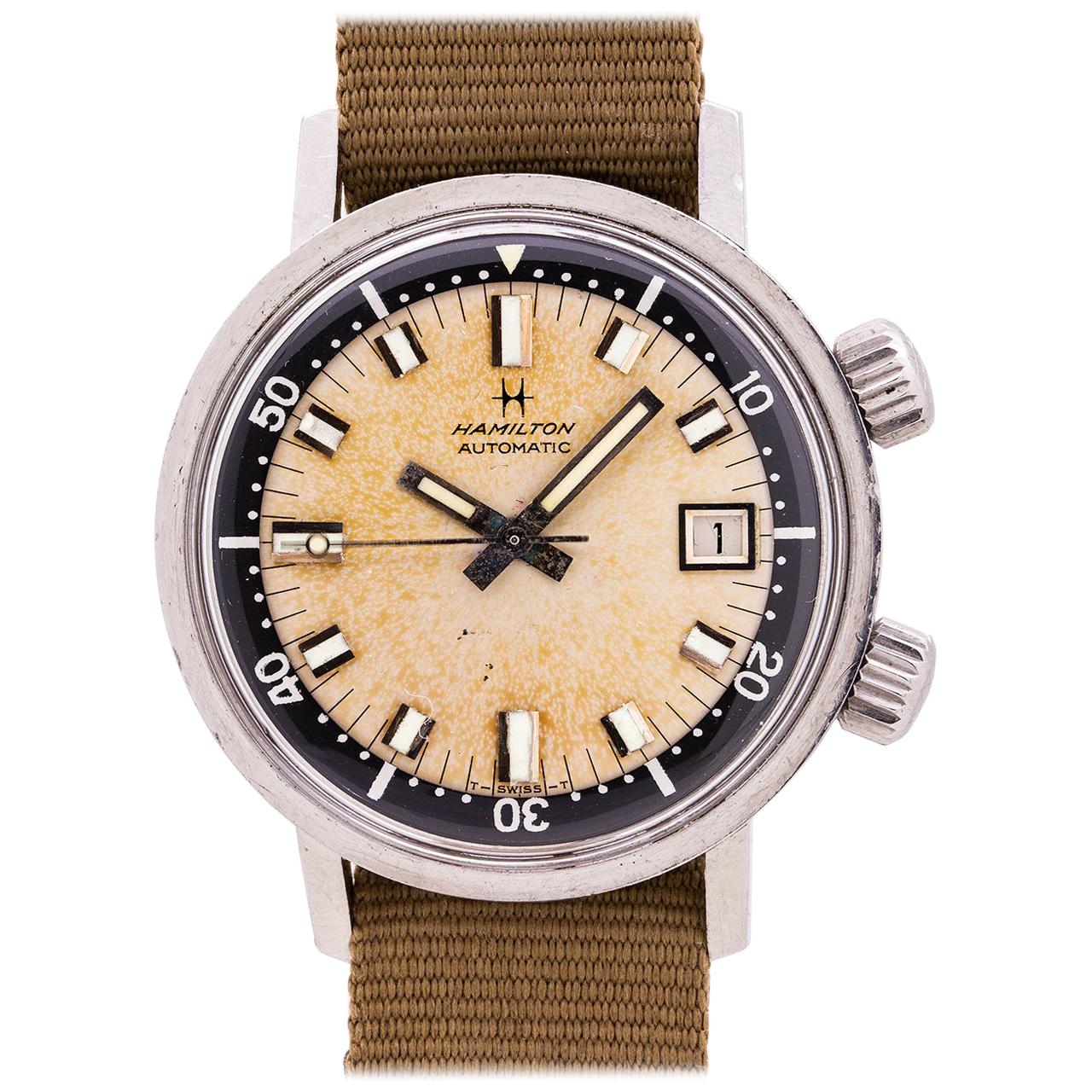 Hamilton Super Compressor Tropical Dial Stainless Steel Diver’s, circa 1960s For Sale