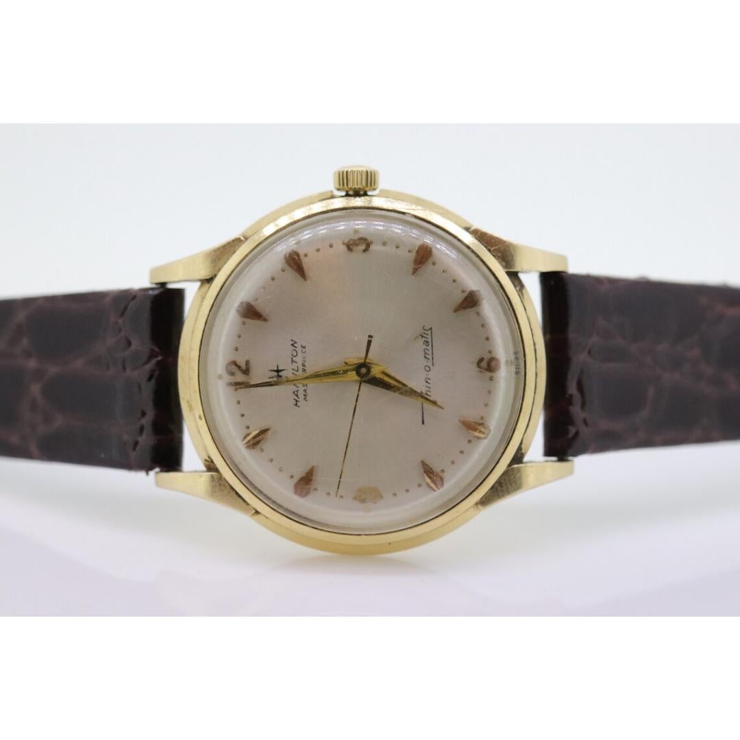 Men's HAMILTON THIN o MATIC Watch. 14k Yellow Gold Round Hamilton wristwatch. Hamilton For Sale