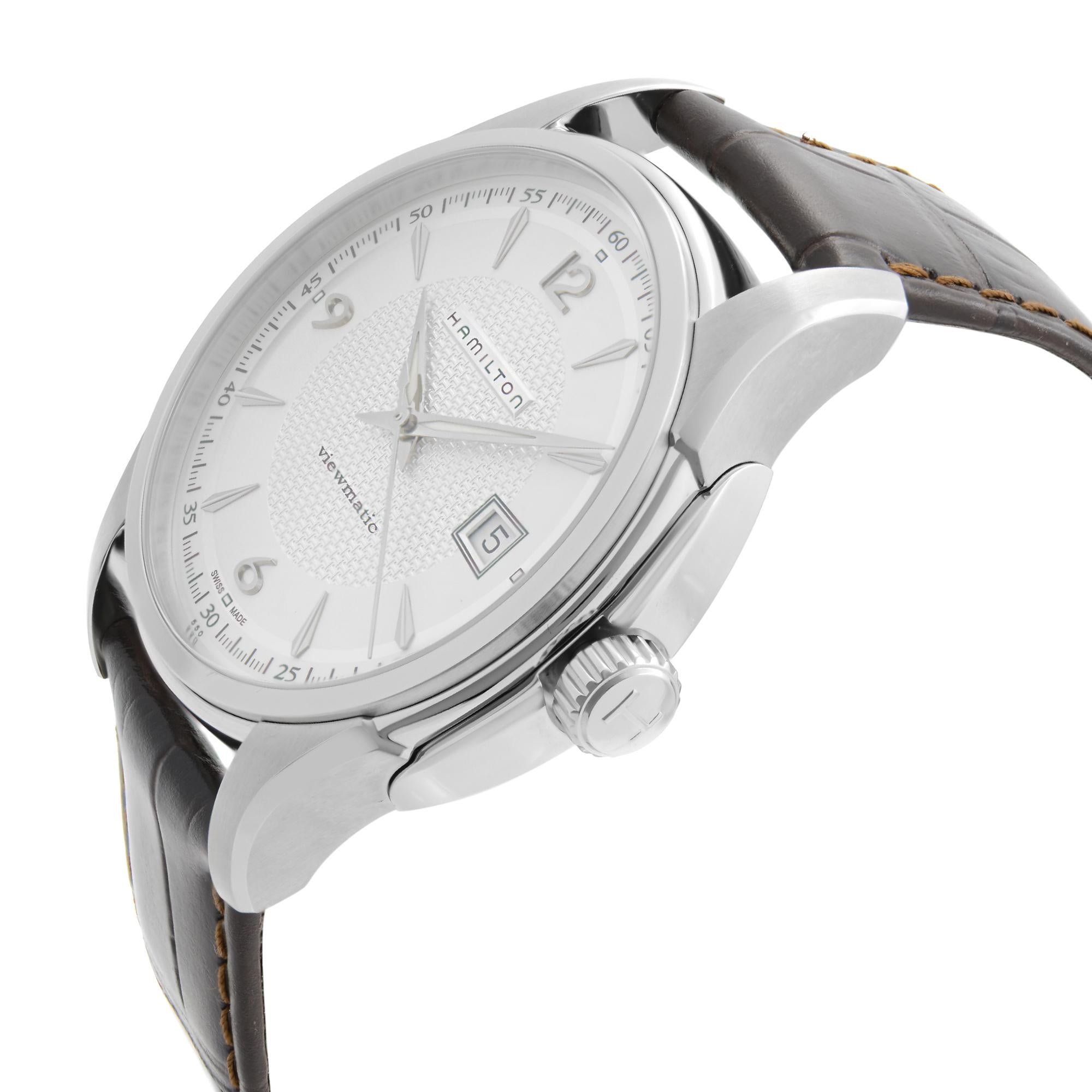 Hamilton Viewmatic 40mm Steel Leather Silver Dial Automatic Watch ...