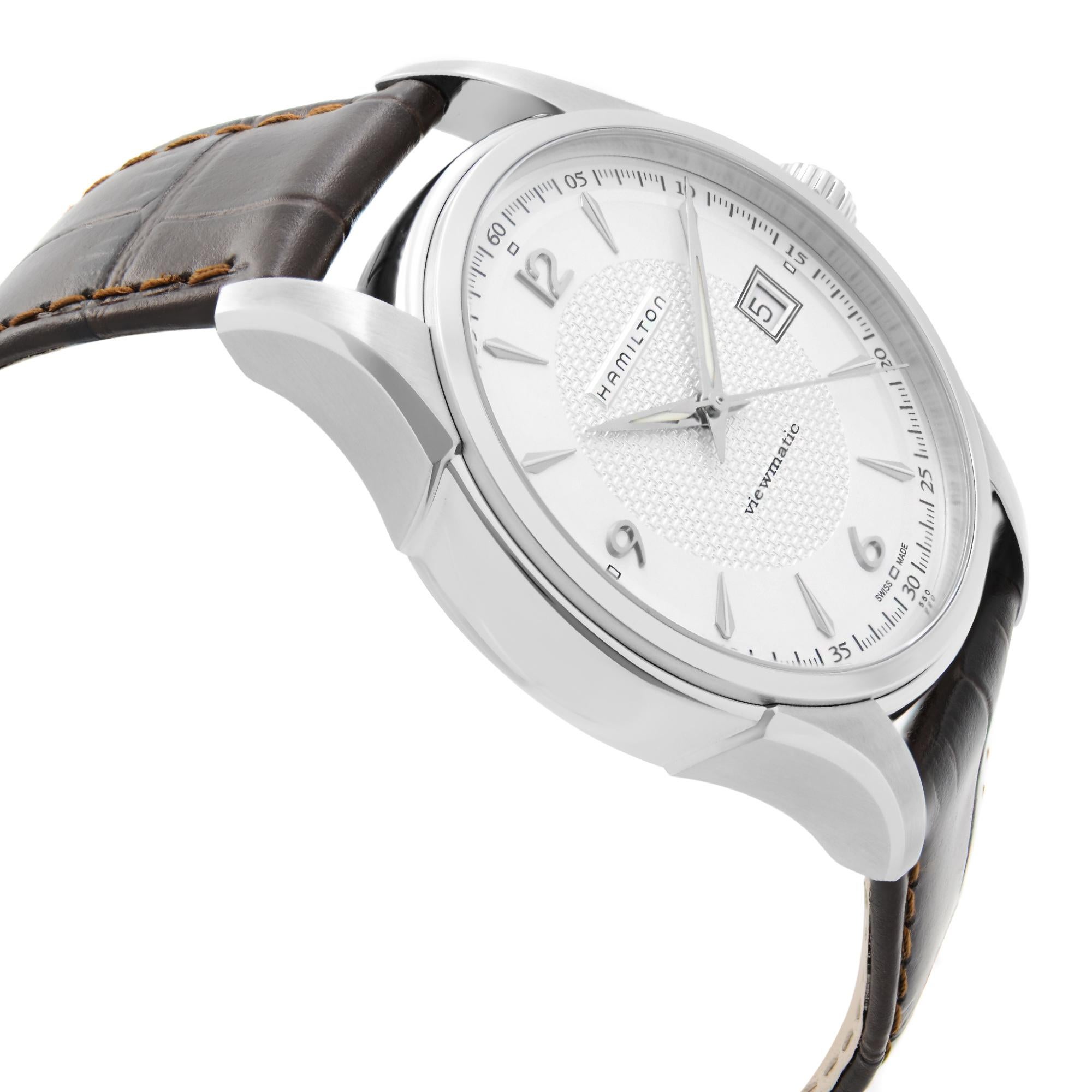 Hamilton Viewmatic 40mm Steel Leather Silver Dial Automatic Watch ...
