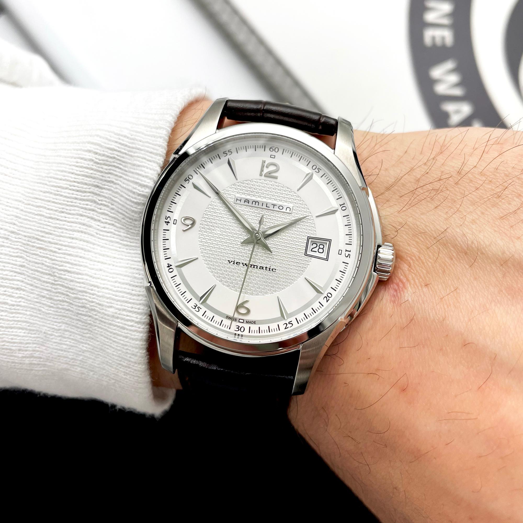 Hamilton Viewmatic 40mm Steel Leather Silver Dial Automatic Watch ...