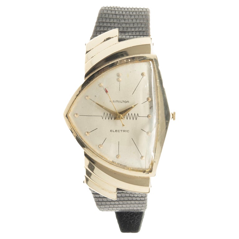 Hamilton Vintage 14 Karat Yellow Gold Electric For Sale at 1stDibs