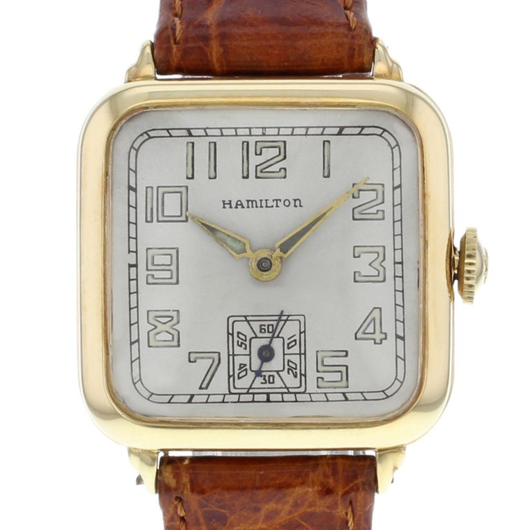 Hamilton Vintage 14 Karat Yellow Gold Winder Unisex Watch For Sale at 1stdibs