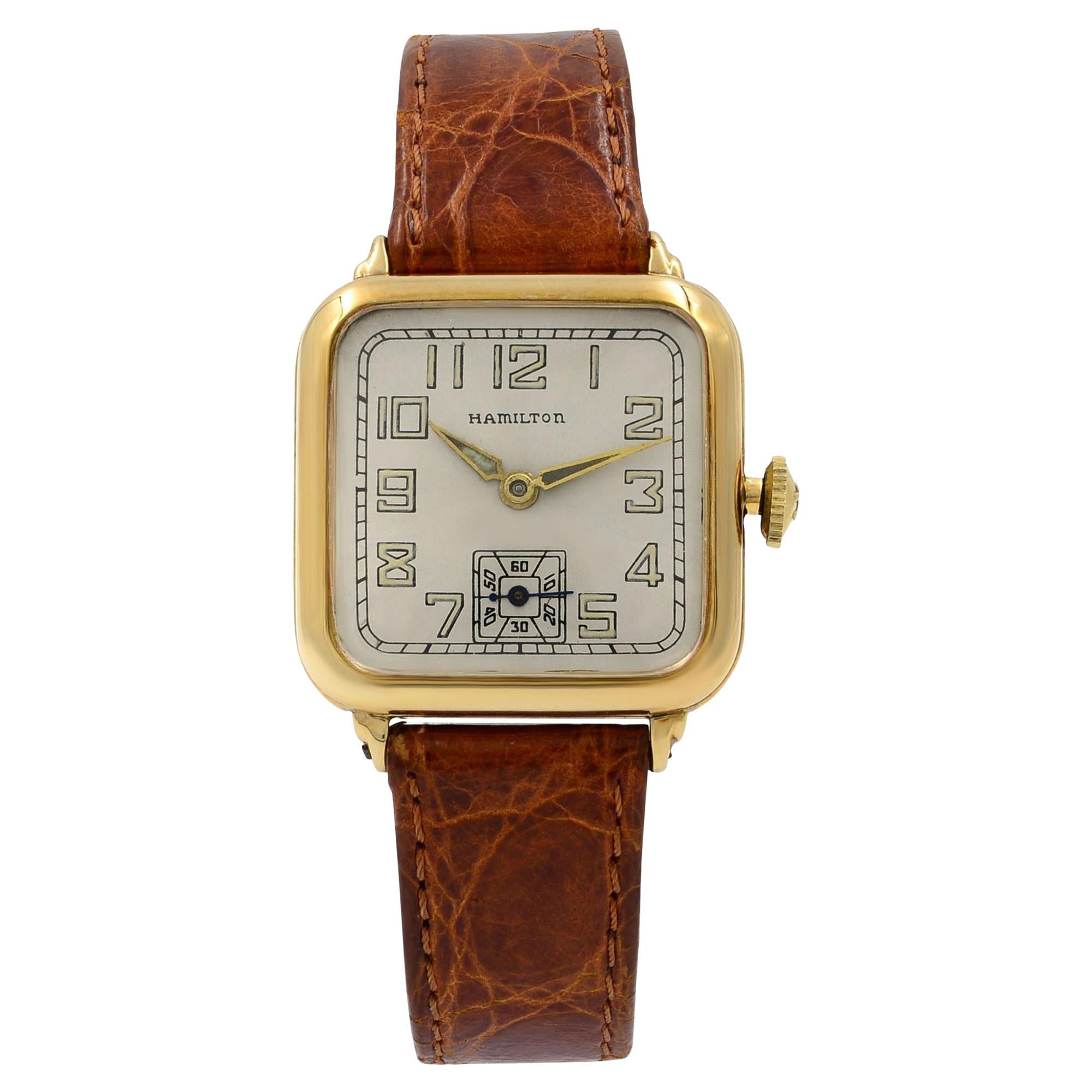 Hamilton Vintage 14 Karat Yellow Gold Winder Unisex Watch at 1stDibs