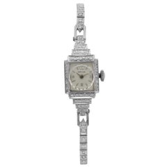 Hamilton Vintage 14 Karat White Gold Silver Dial Quartz Ladies Bracelet Watch (orologio con bracciale da donna)